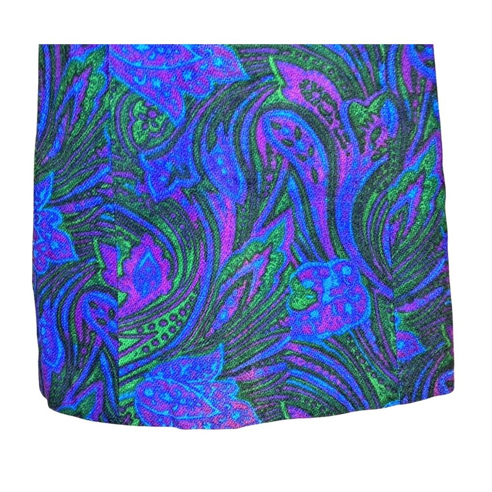 Vintage Mod Paisley Dress Wool GoGo Psychedelic Purple XS/S 60s - Picture 4 of 14